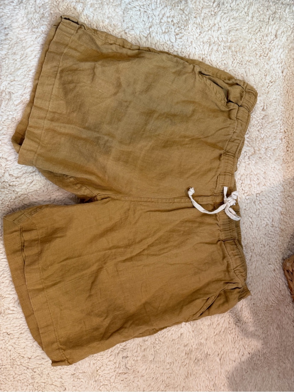 Alex Crane Linen Drawstring Shorts - Gold XL